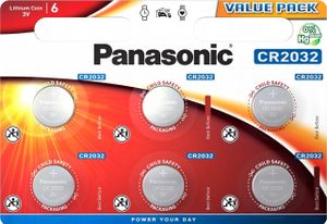 Panasonic CR2032 3V Primär Lithium Knopfzelle (6er Blister)