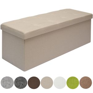 Sitzbank Faltbar 110x38x38cm Sitztruhe inkl. 2 Trennwände 120L Polsterbank Beige