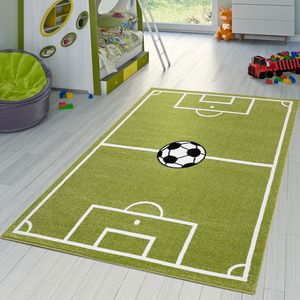 Kinder Teppich Fußball Spielen Kinderzimmerteppiche Fußballplatz in Grün Creme Größe 240x320 cm