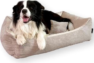 4L Textil MOLLY Kuscheliges Cord Hundebett mittelgroße Hunde Hundekorb Cord Hundekissen flauschig Hundekörbchen Cord (100x80 cm, Beige)