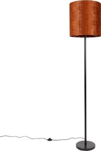 QAZQA - Modern Stehlampe schwarz Veloursschirm orange 40 cm - Simplo I Wohnzimmer I Schlafzimmer - Textil Länglich - LED geeignet E27 QAZQA - Modern Stehlampe schwarz Veloursschirm orange 40 cm - Simplo I Wohnzimmer I Schlafzimmer - Textil Länglich - LED geeignet E27