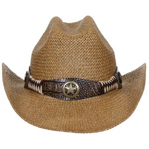 Slaměný klobouk "Georgia", s páskou, hnědý