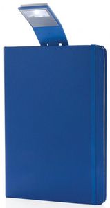 Notizbuch Blau A5 mit LED Lesezeichen Leselampe Tagebuch mit Gummiband Hardcover Notizblock 160 cremeweiße Seiten Liniert