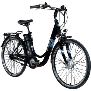 Zündapp Green 3.7 26 Zoll E-Bike E Cityrad Damenrad Pedelec Elektrofahrrad Damen Fahrrad 26', Farbe:schwarz/blau, Rahmengröße:46 cm
