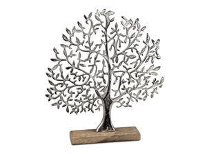 Formano Lebensbaum 33 cm Aluminium mit Mangoholz Dekoration Baum