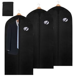 VINGO 3 Stueck Premium Kleidersack Anzug inkl. Schuhbeutel 128 x 60 cm Mit PE-Folie Dicker Vliesstoff Hochwertige Kleiderhuelle fuer Anzug und Kleid Atmungsaktive Anzugtasche fuer Reisen