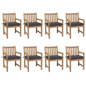 HOMMIE© Outdoor-Stuhl ,8er Set Gartenstühle mit Anthrazit Kissen Massivholz Teak Relaxsessel Armlehnstuhl & schlichten Design