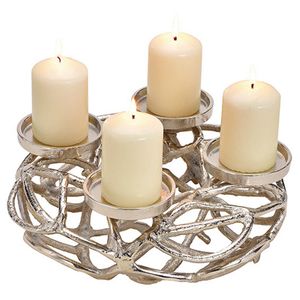 Adventskranz, Kerzenhalter aus Aluminium - Farbe Silber