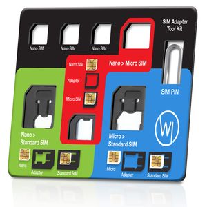 Wicked Chili Sim-Karten Adapter kompatibel mit iPhone, Samsung, Motorola, OnePlus, Xiaomi - 8un1 Set mit SIM-Karten Halterung, Sim-Nadel Tool, Nano Micro Standard Adaptern & SIM Travel Case