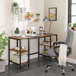 VASAGLE Schreibtisch Computertisch mit 4 Ablagen Bürotisch große Tischoberfläche Industrie-Design vintage LWD54X