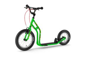 Yedoo Wzoom Emoji Kinder Roller Scooter Tretroller - für Kinder ab 6 Jahre, mit Luftreifen 16/12, Reflexelementen und verstellbarem Lenker Grün