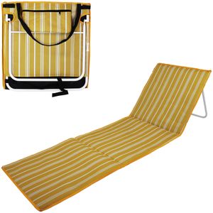 Strandmatte mit Rückenlehne Gelb Liegematte 158 x 52 cm Strandliege Sonnenliege Strand Liege
