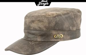 Black Jungle CASTRO Army Cap Leder Military Cuba Schirmmütze Armee Kappe  Kuba Mütze Tan