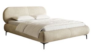 Selsey Ovalle - Doppelbett, Polsterbett mit schwarzen Metallbeinen, Beige 180 cm