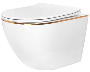 Závesná WC Misa Rea CARLO Mini Flat White Gold Edge