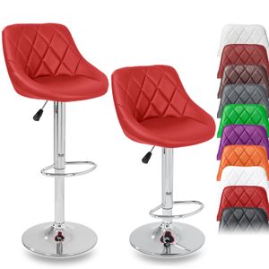 TRESKO Sada 2 barových židlí Červená barová židle 360° volné nastavení výšky sedadla 60-80 cm