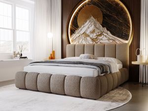 GrainGold Polsterbett Cloud 160x200 cm - Bett 160x200, Polsterbett mit Bettkasten & Lattenrost - Bouclé-Stoff - Bett Braun (Anthology 4)