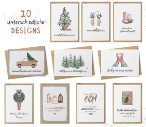 Weihnachtskarten "Cozy Christmas" mit Umschlägen