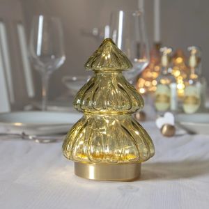 Dekoracja świąteczna szklana choinka Led ABETE 18 cm na baterie