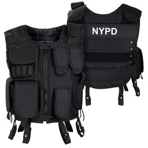 Black Snake® NYPD Einsatzweste taktische Weste schwarz Paintball Softair Gotscha Brustschutz -  XL/XXL - NYPD