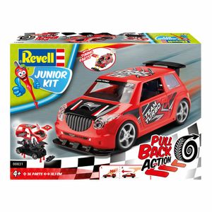 Revell Junior Kit 00831 Rallye Auto mit Rückzugmotor (Pull Back Action) Bauen-Schrauben-Spielen für Kinder ab 4, mit patentierten Schraubsystem, Rot