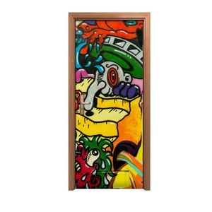 Türposter 80x200 cm Türaufkleber Türtapete Türfolie Klebefolie Straßenstil Graffiti Kunst städtisch