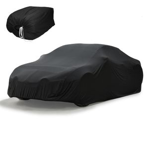 ECD Germany Indoor Car Cover, veľkosť M - 431x165x119 cm, čierna, z elastického mäkkého saténu, priedušný, odpudzujúci prach a nečistoty, krycia plachta na auto Plachta na celú garáž