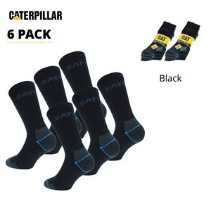 Caterpillar 6 Paar Socken / Arbeitssocken Doppelt Verstärkte Spitze Ferse Coolmax (Polyesterfasern) Schwarz43-46