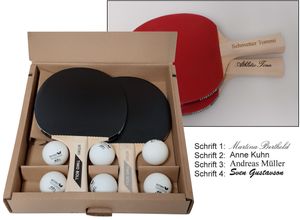 Timo Boll Set mit individueller Gravur, zwei Tischtennisschläger und Bälle, Geschenk Tip