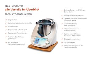 Ökologisches Gleitbrett passend für Thermomix TM6 & TM5 aus geöltem Eichenholz