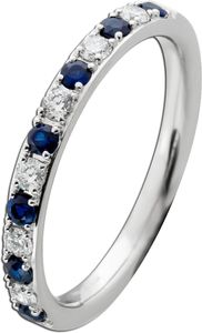 Memoire Ring Weißgold 585 blaue Saphire 0.31ct Diamanten 0.24ct TW  18