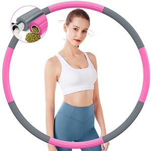 Hula Hoop Reifen Erwachsene Zur  1.2 KG Rostfreier Stahl mit 5mm, Schaumstoff für Fitness in 3 Farben Pink-Grau
