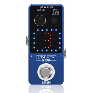 Lekato Looper Loop Gitarreneffektpedal Tuner Record 3 Wave Slot 18 Min. Blau