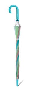 Esprit Automatik Regenschirm Glockenschirm durchsichtig transparent rainbow blau