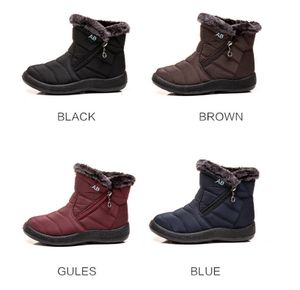 Damen Winter Wasserdicht Schneeschuhe Warm Stiefel Stiefeletten Flache Boots-Rot-EU39