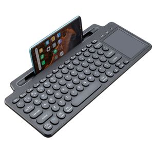 Tragbare schlanke Tastatur, kabellose 2,4-GHz-Bluetooth-Tastatur mit Touchpad, AAA-Batterien nicht im Lieferumfang enthalten, Schwarz