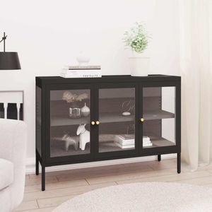 vidaXL Sideboard Schwarz 70x35x70 cm Stahl und Glas