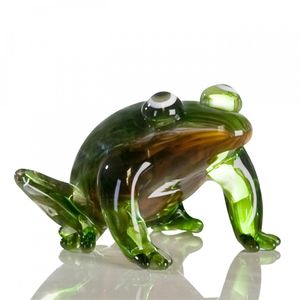 Casablanca Glasskulptur Frosch braun /grün 2er Set   L.12 5 cm H.10 cm