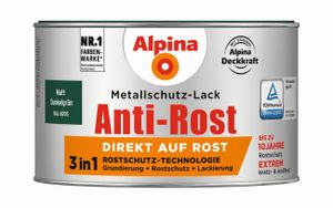 Alpina 300 ml Anti-Rost Metallschutz-Lack, 3in1, RAL 6005 Dunkelgrün Matt