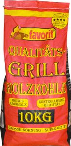 Favorit Grillkohle 10 kg Holzkohle aus Laubholz Kohle große Körnung lange Glut