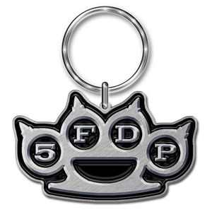 Five Finger Death Punch - Smaltovaná kľúčenka s logom RO8892 (jedna veľkosť) (strieborná/čierna)