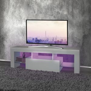 ML-Design TV stolík z dreva s LED osvetlením a sklenenou policou na TV, 130x49x45cm, biely ML-Design TV stolík z dreva s LED osvetlením a sklenenou policou na TV, 130x49x45cm, biely