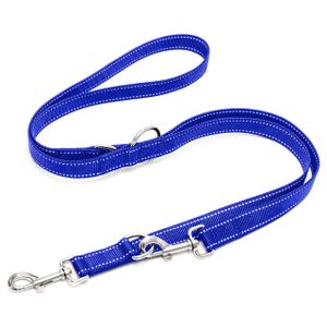 Happilax Hundeleine 2m verstellbar - Blau / Reflektierend - 3-stufig verstellbare Leine - Doppelleine, Schleppleine - geeignet als Hundeleine für große Hunde oder als Schleppleine für kleine Hunde.