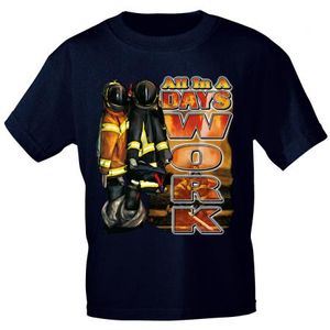 T-Shirt mit Print - Feuerwehr - All in a Days Work - marine - 10586 - Gr. S-XXL Größe - L
