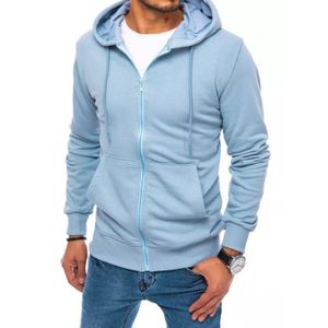Herren-Sweatshirt mit Kapuze und Reißverschluss ELA hellblau M