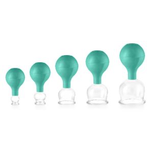 5 Stück Schröpfgläser Set aus Echtglas diverse Größen (Grün)