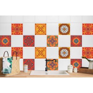 24 Stück Laminierter Fliesen-Aufkleber Bodenfliesen für Küchen Bad Marokkanisches Mosaik 20 x 20 cm