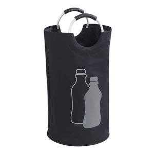 WENKO zberač fliaš Jumbo, 69 litrov, taška na fľaše s ozdobnou potlačou a hliníkovými držadlami na ľahké prenášanie prázdnych fliaš, 100 % polyester, 38 x 72 cm, čierna