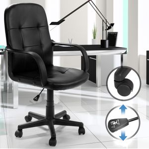 MIADOMODO® Bürostuhl mit Armlehne - ergonomisch, Polsterung und Rollen, höhenverstellbar, Kunstleder - Drehstuhl, Chefsessel