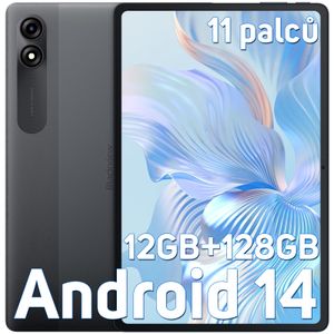 Blackview Tab 90 WiFi 11'' Android 14 Tablet (2024), 12GB+128GB (rozšiřitelný), HD-IPS displej, 13 MP fotoaparát, 8200 mAh, 10 W, Face Unlock, šedý